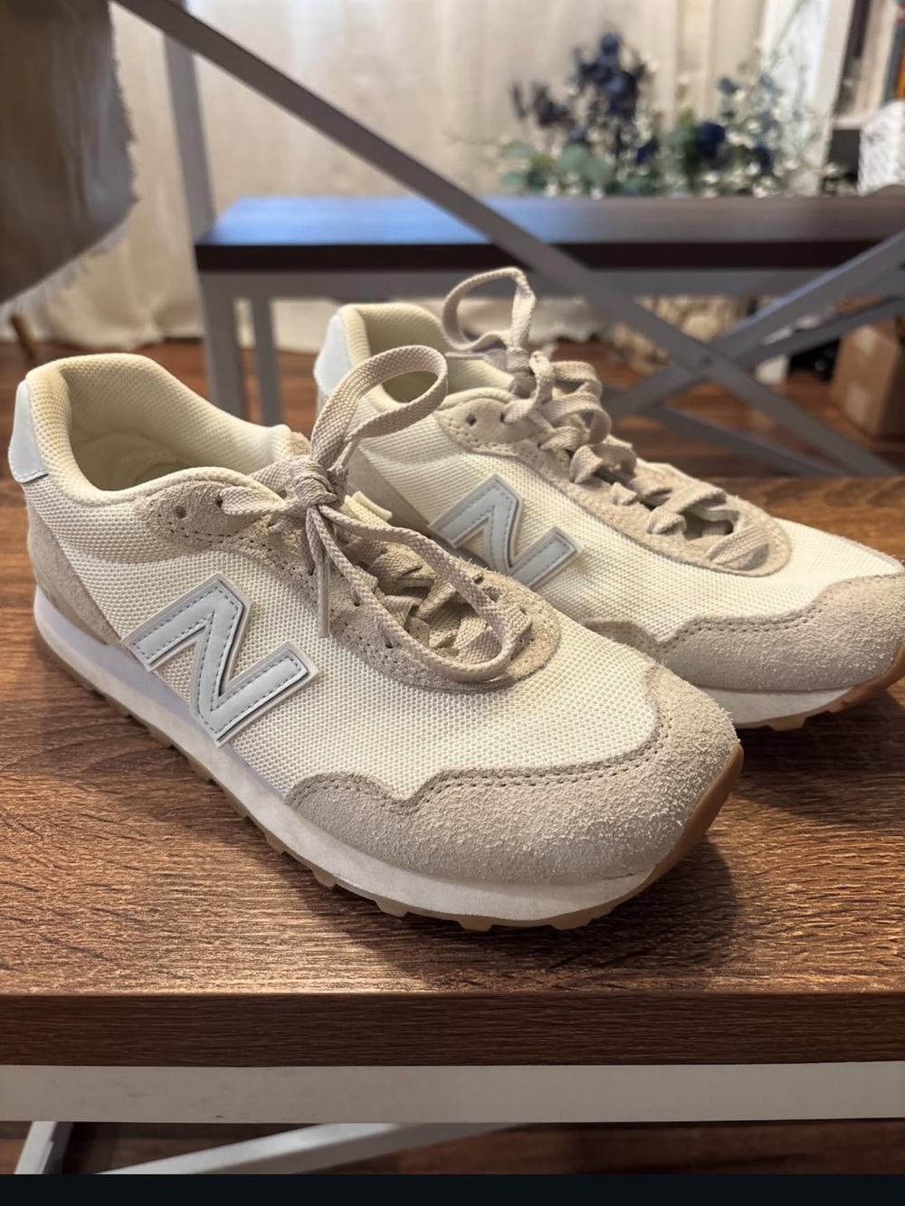 New Balance Women’s Cream and White Retro Runner Sneakers